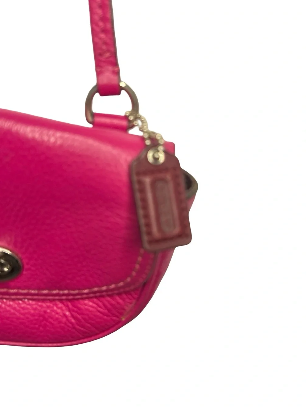 Coach Magenta Leather Crossbody Mini Saddle Bag